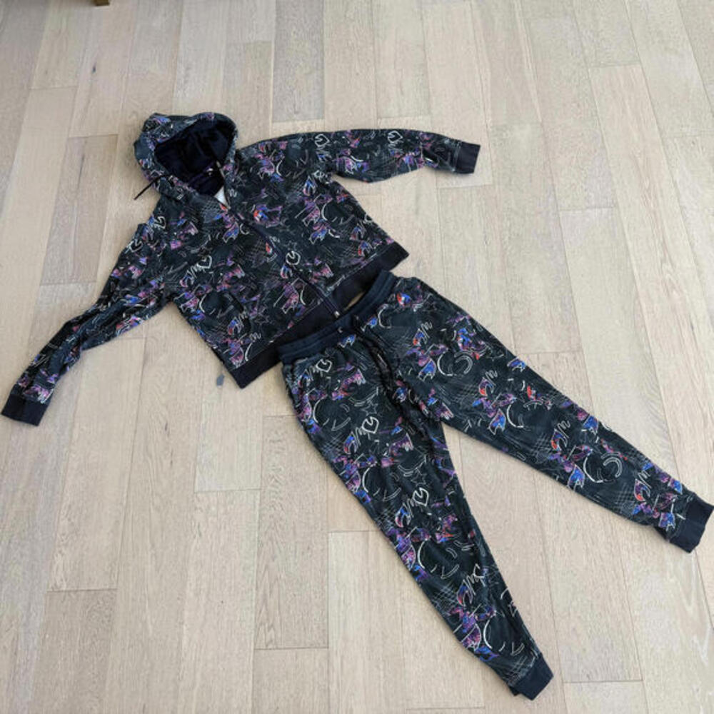 Robert Graham Men's Gamma Rays Black Printed Tracksuit Hoodie and Joggers Set
